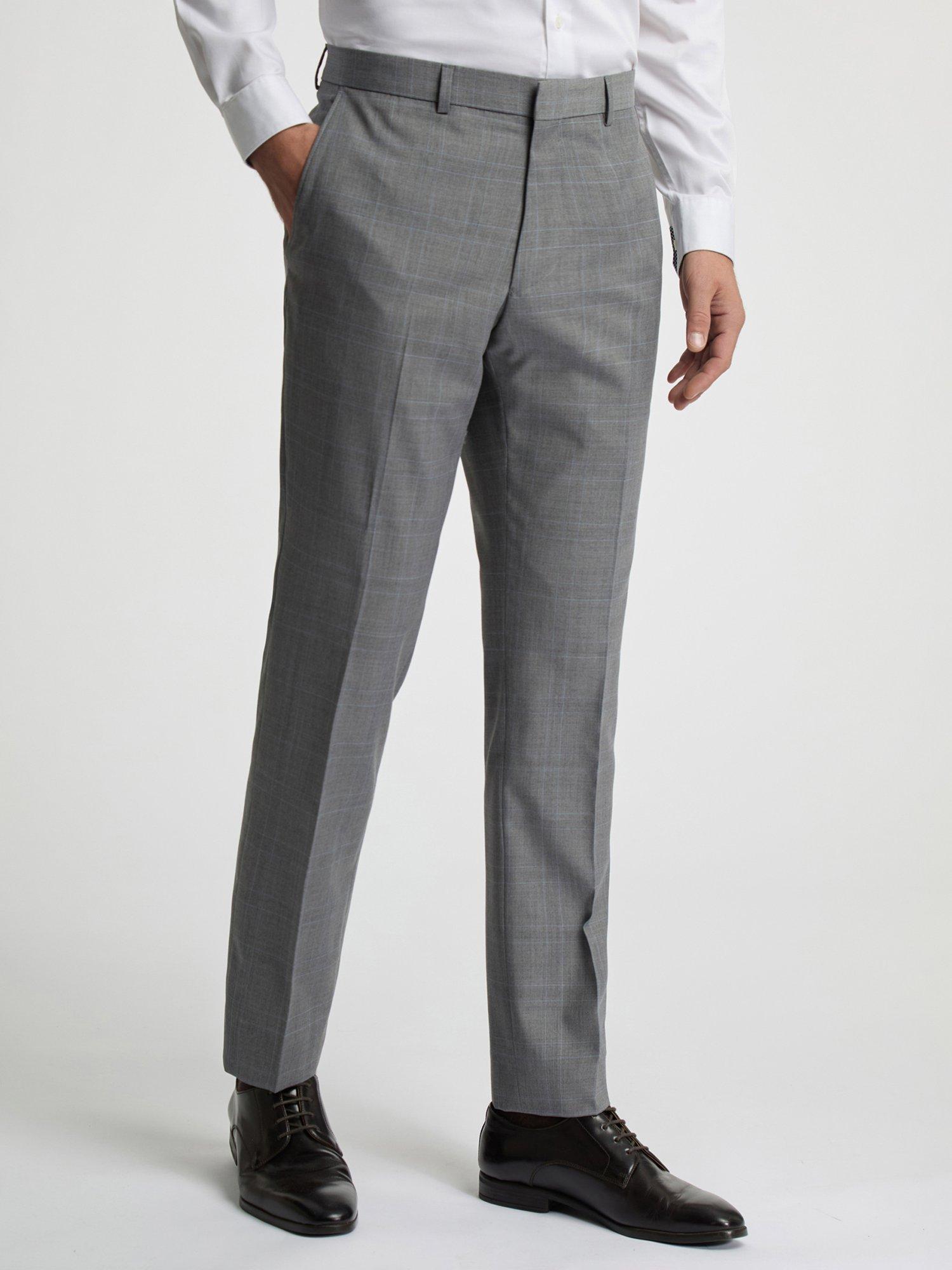 Ted Baker Soft Check Slim Fit Wool Blend Trousers, Grey