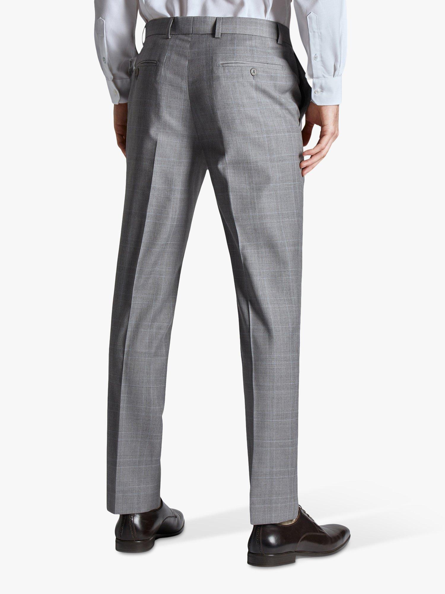 Ted Baker Soft Check Slim Fit Wool Blend Trousers, Grey, 34R