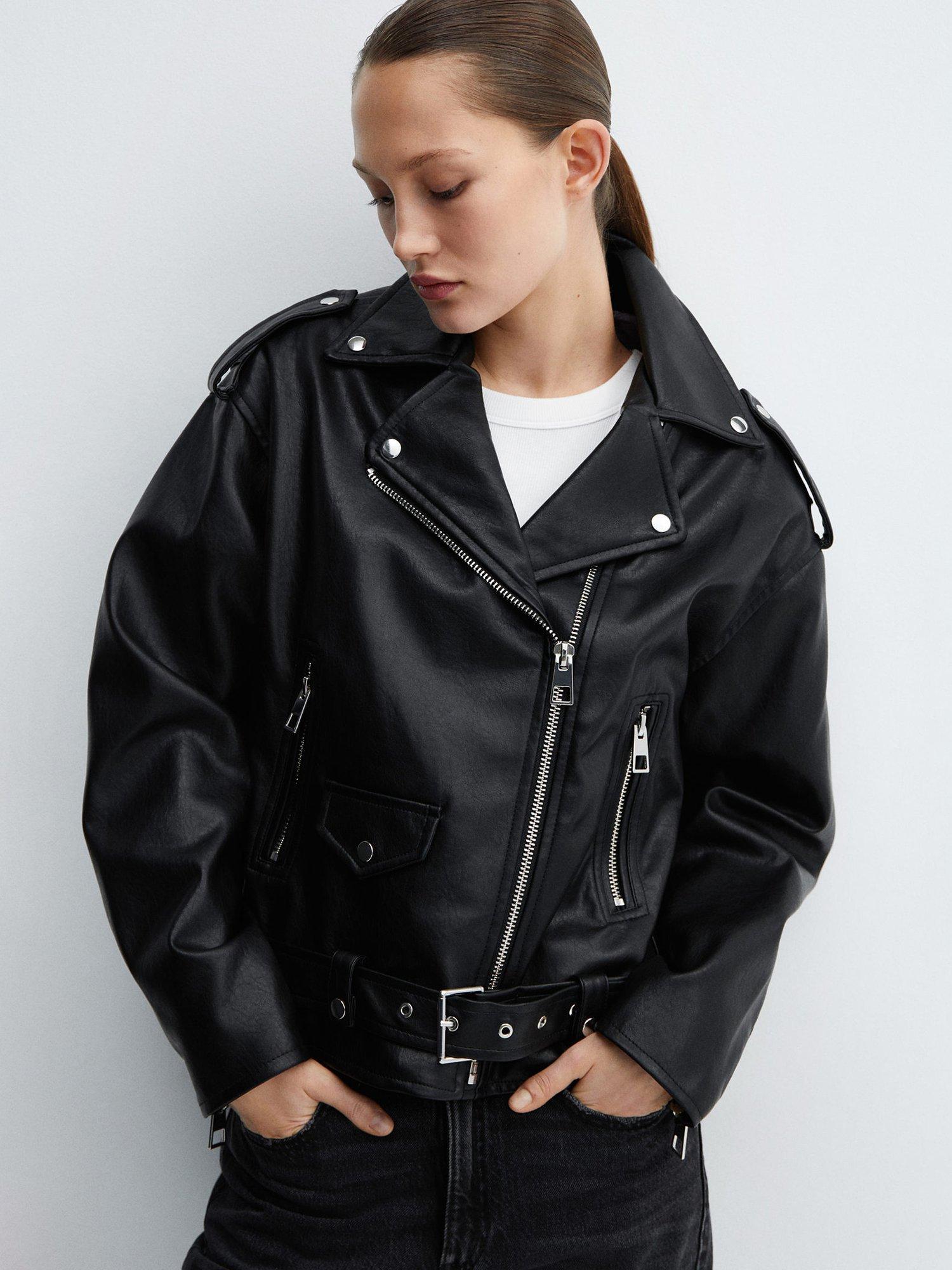 Factory Mango Leather Biker Jacket