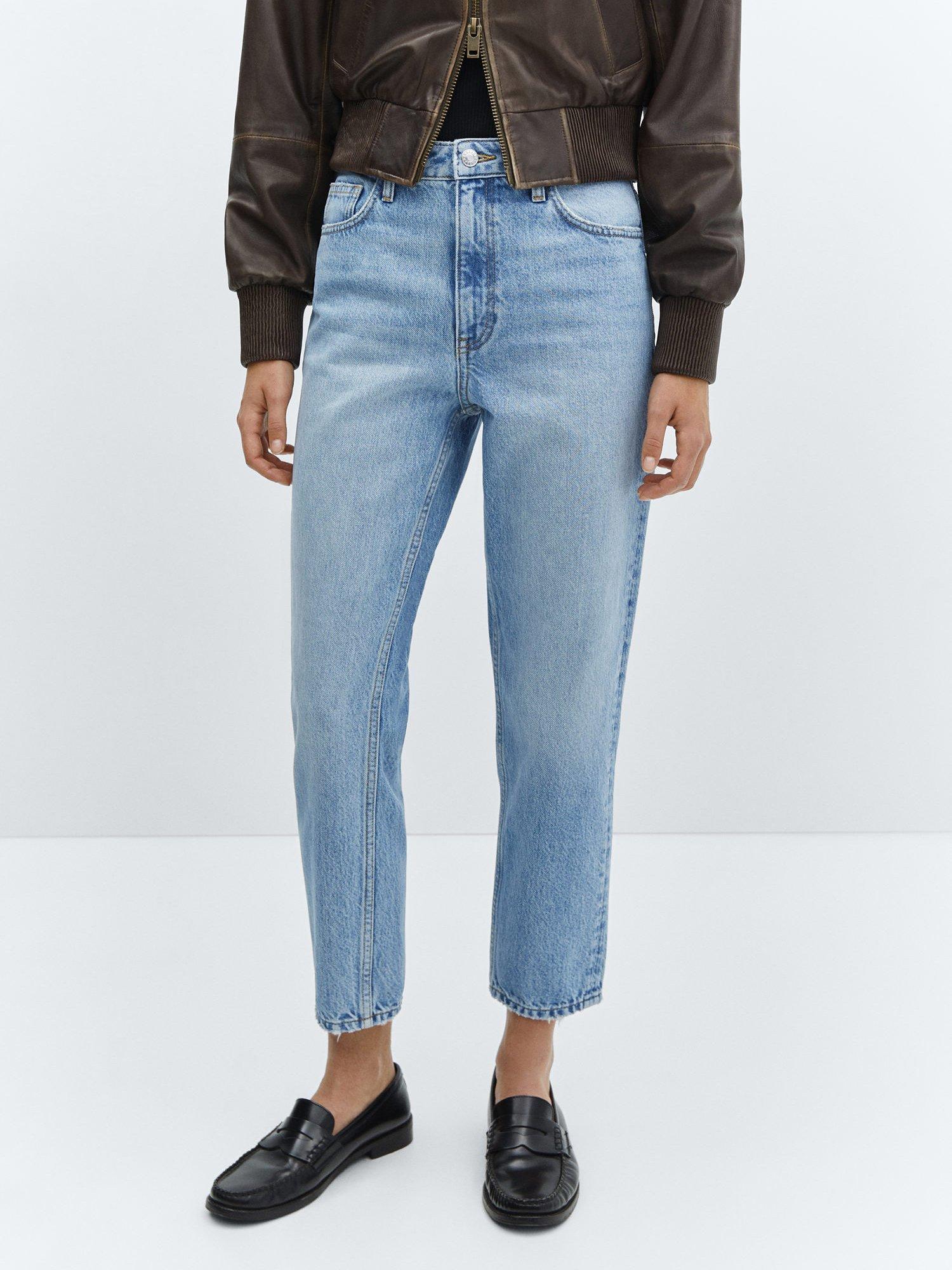 Product image 1 of 8, which shows Mango High Waist Mom Jeans, Open Blue, 18