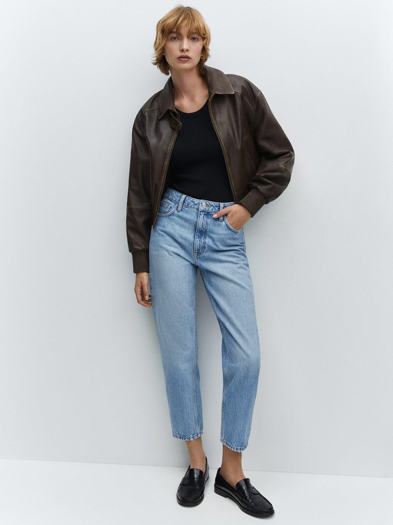 Product image 2 of 8, which shows Mango High Waist Mom Jeans, Open Blue, 18