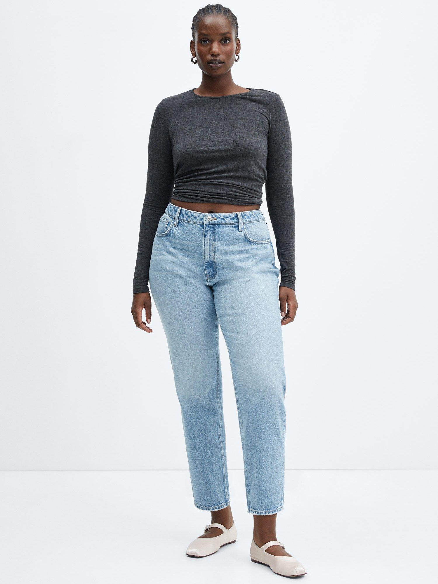 Product image 7 of 8, which shows Mango High Waist Mom Jeans, Open Blue, 18