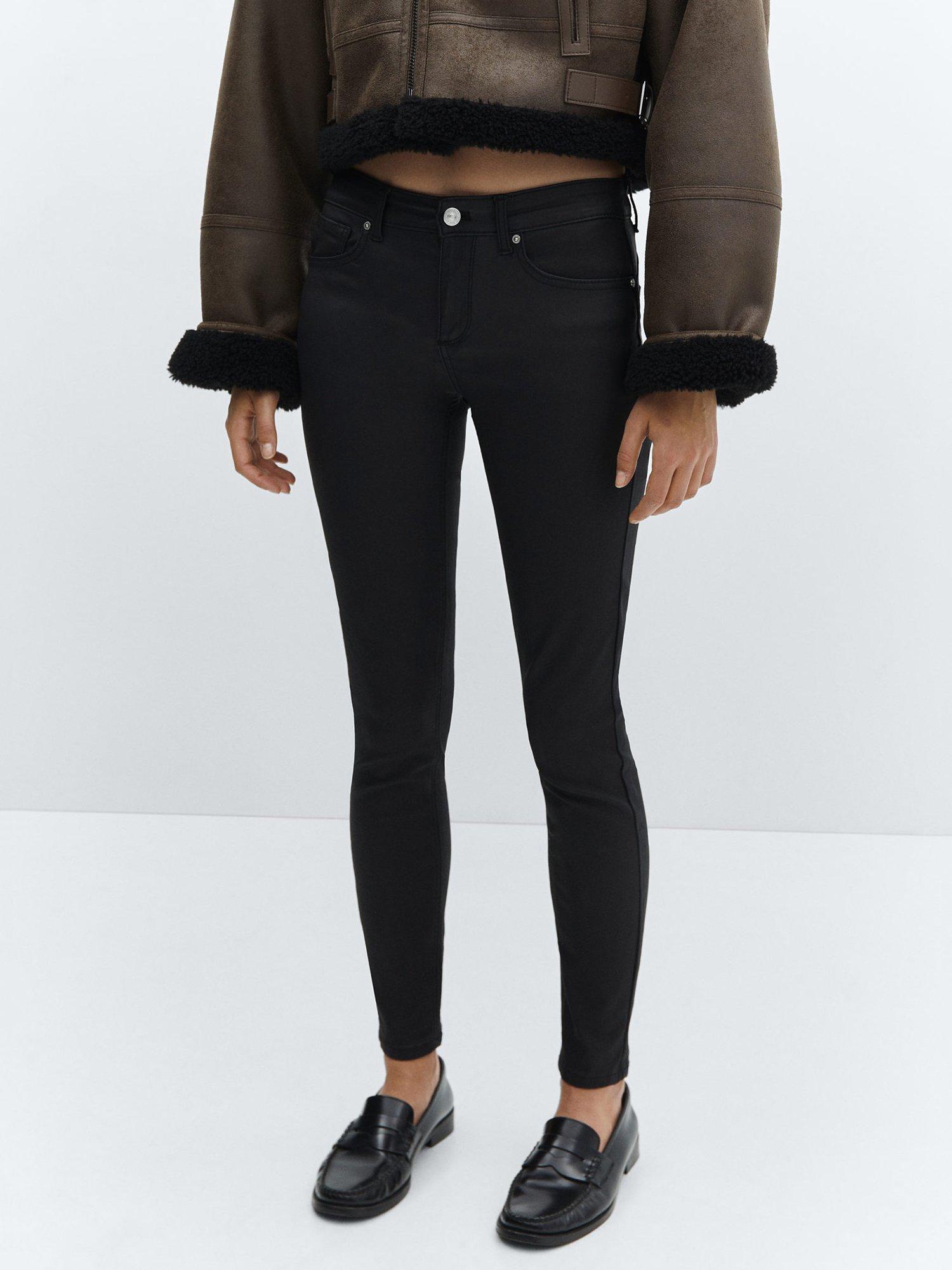 Mango Skinny Push Up Waxed Jeans, Black