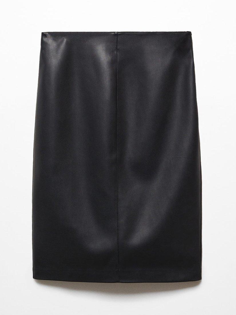 Product image 3 of 8, which shows Mango Faux Leather Pencil Skirt, Black, 6