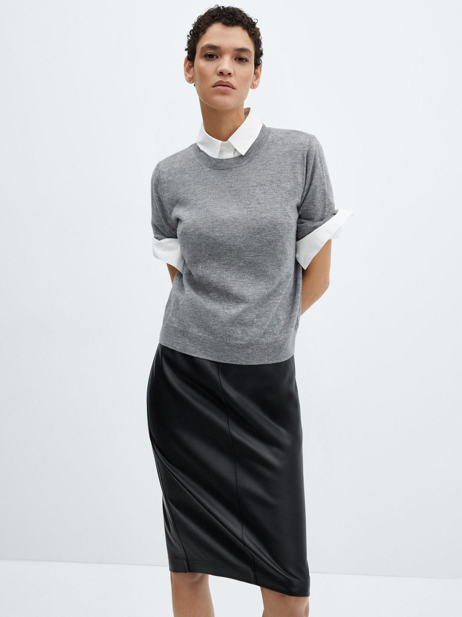 Product image 5 of 8, which shows Mango Faux Leather Pencil Skirt, Black, 6