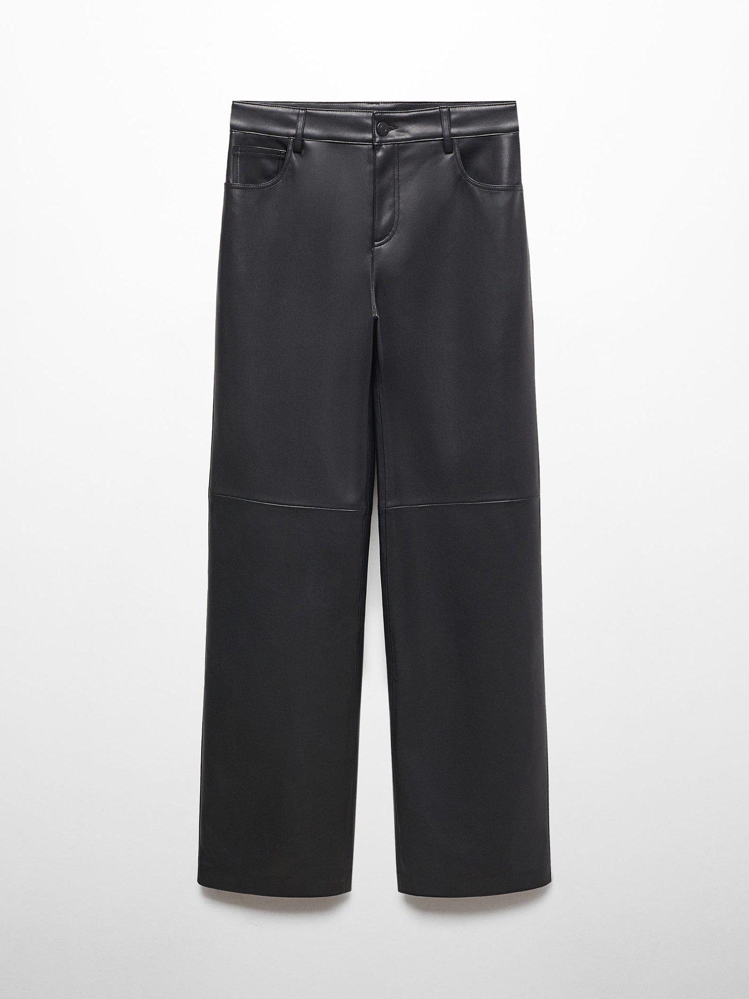 Product image 3 of 8, which shows Mango Faux Leather High Waist Trousers, Black, 4