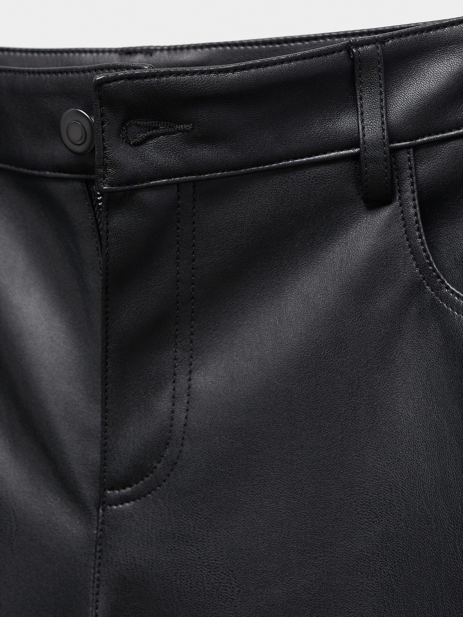 Product image 8 of 8, which shows Mango Faux Leather High Waist Trousers, Black, 4