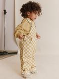 Claude & Co Baby Organic Cotton Medium Checkerboard Print Dungarees, Ochre