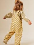 Claude & Co Baby Organic Cotton Medium Checkerboard Print Dungarees, Ochre