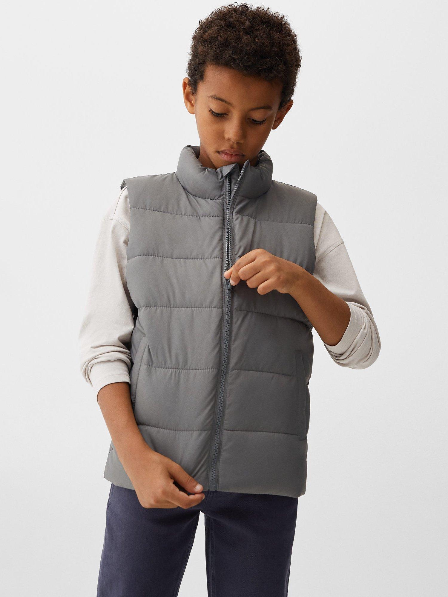 Mango Kids' Ontario Quilted Gilet, Grey