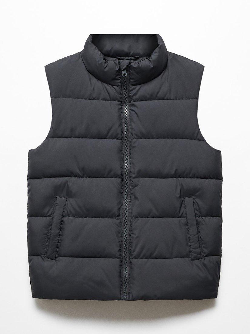 Mango Kids' Ontario Quilted Gilet, Charcoal