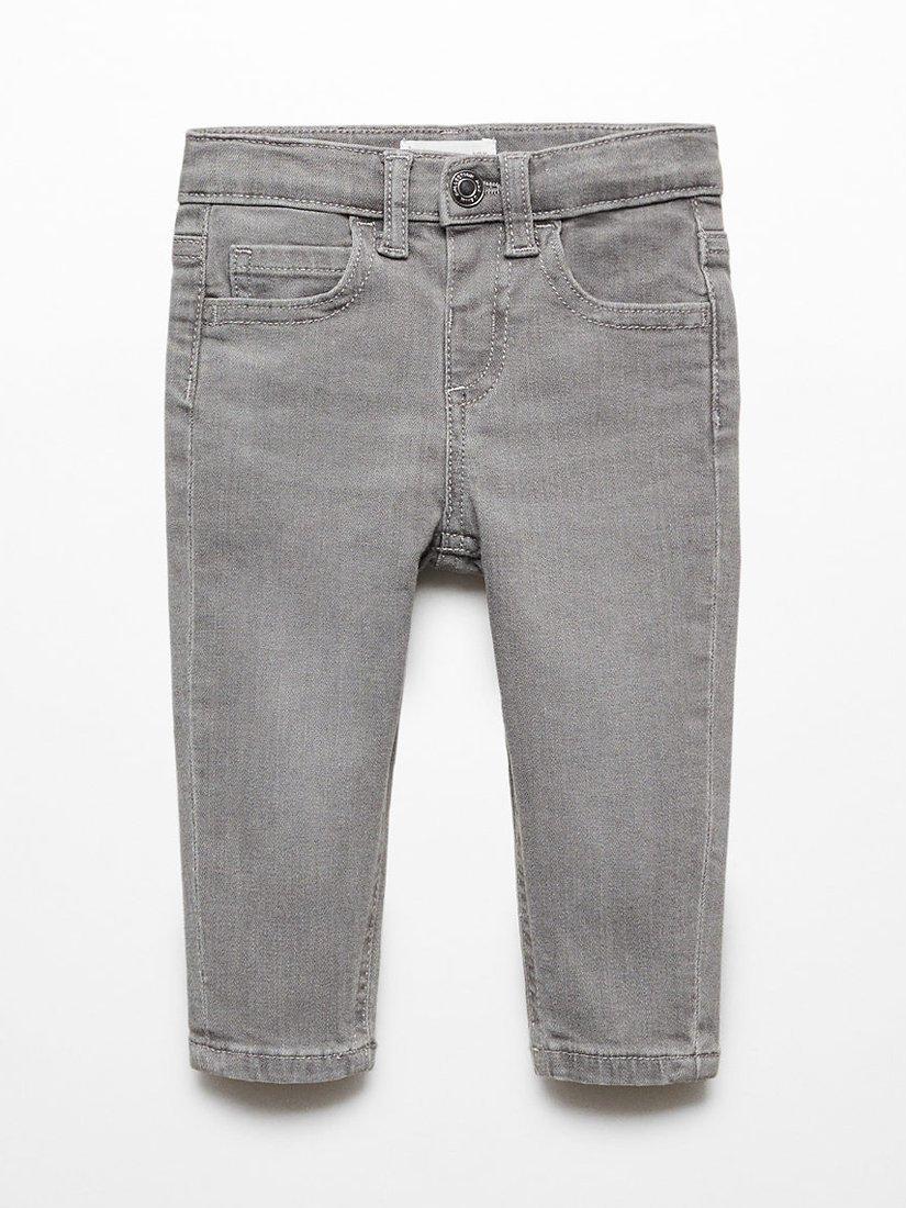Mango Kids' Diego Cotton Skinny Jeans, Light Grey