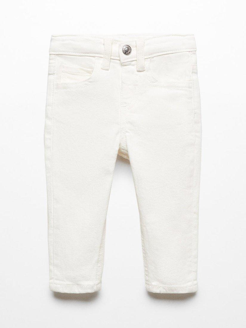 Mango Kids' Diego Cotton Skinny Jeans, White