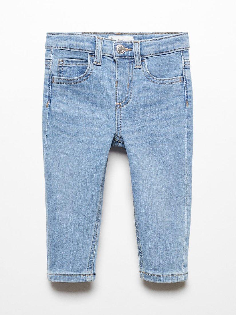 Mango Kids' Diego Cotton Skinny Jeans, Open Blue