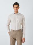 John Lewis Tailored Fit Multi Stripe Cotton Shirt, Light Brown