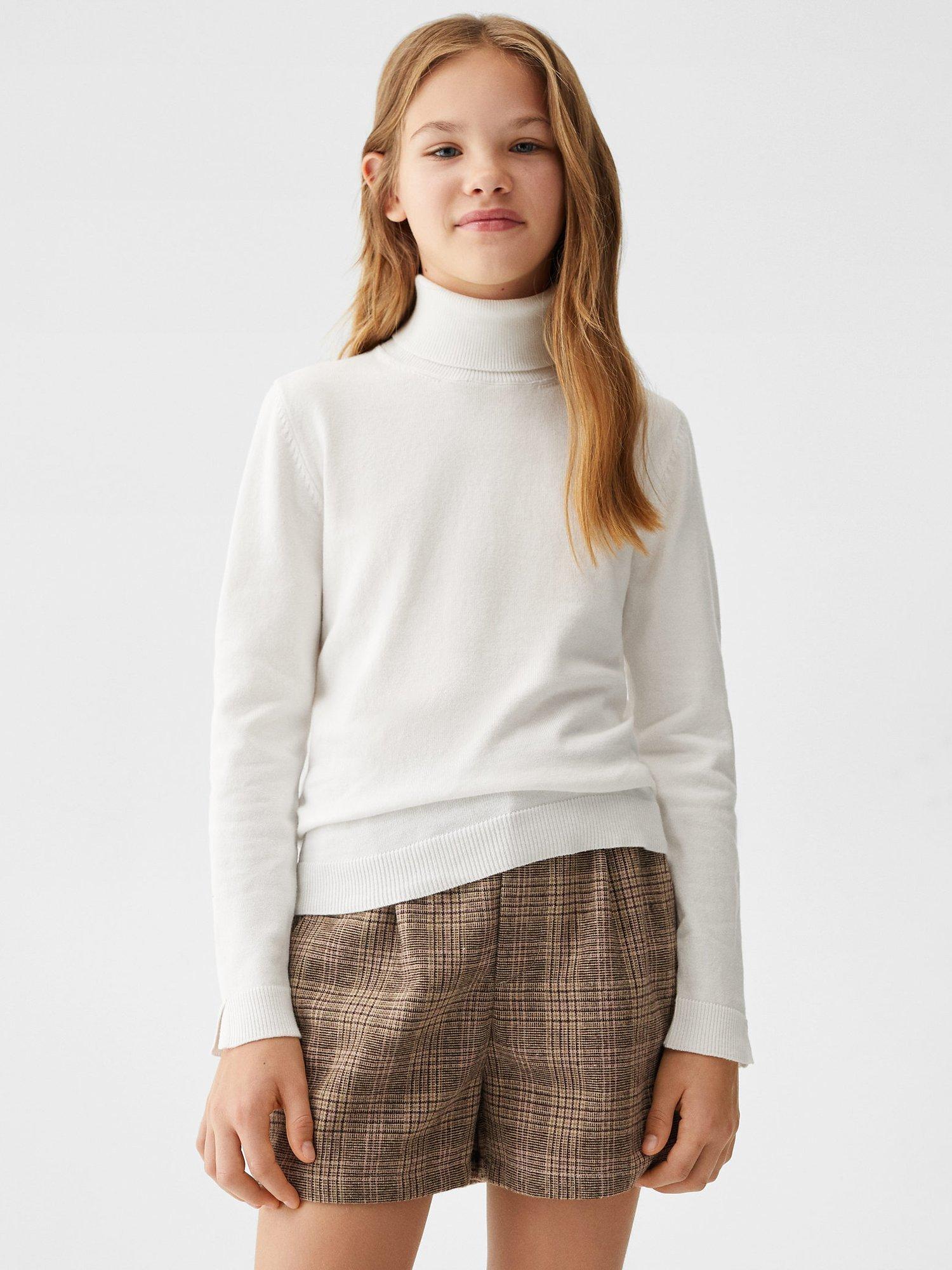 Mango Kids' Bella Turtleneck Jumper, Light Beige