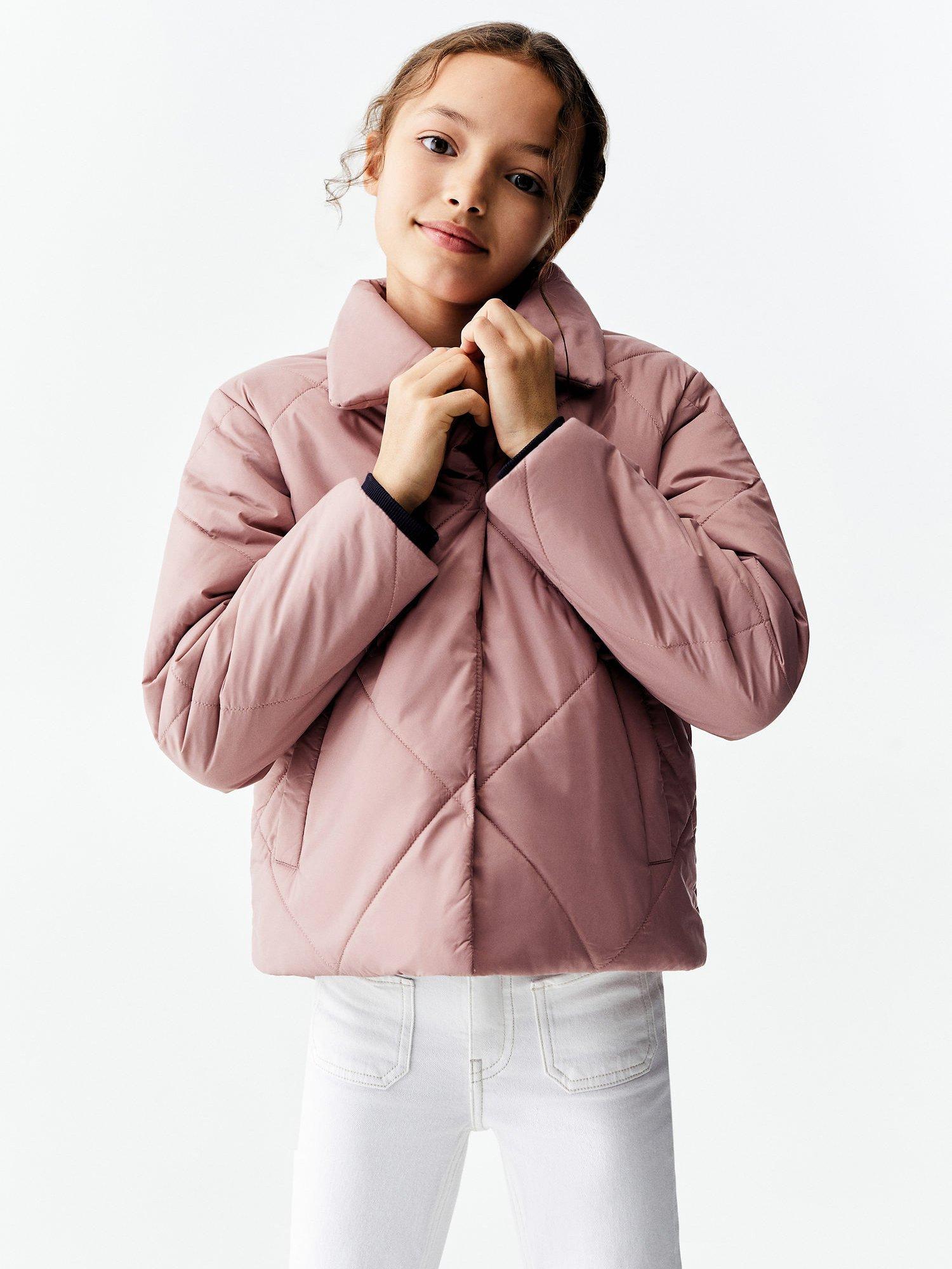 Mango Kids' Presi Quilted Coat, Pink