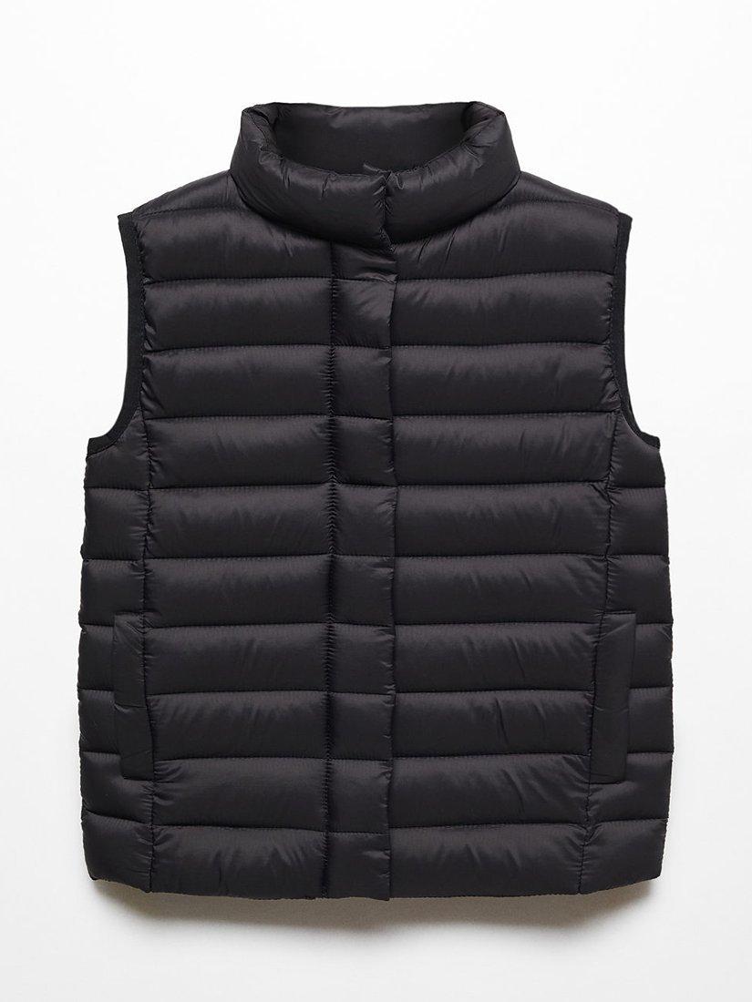 Mango Kids' Quilted Gilet, Black