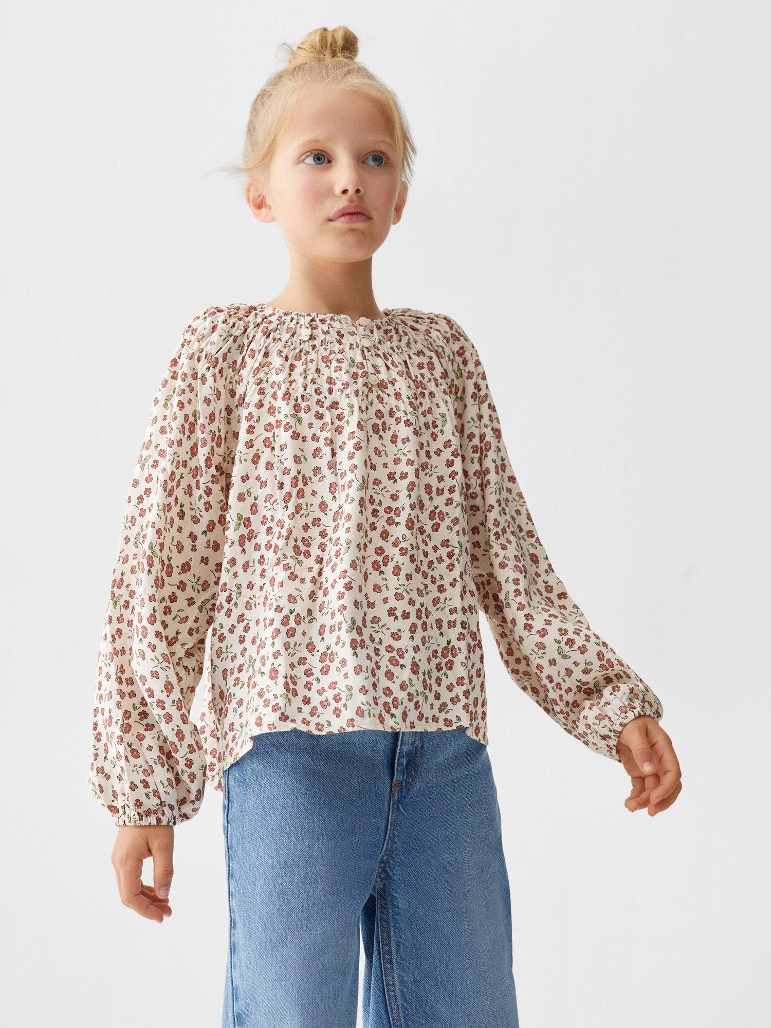 Mango Kids' Rosa Floral Print Blouse, Multi
