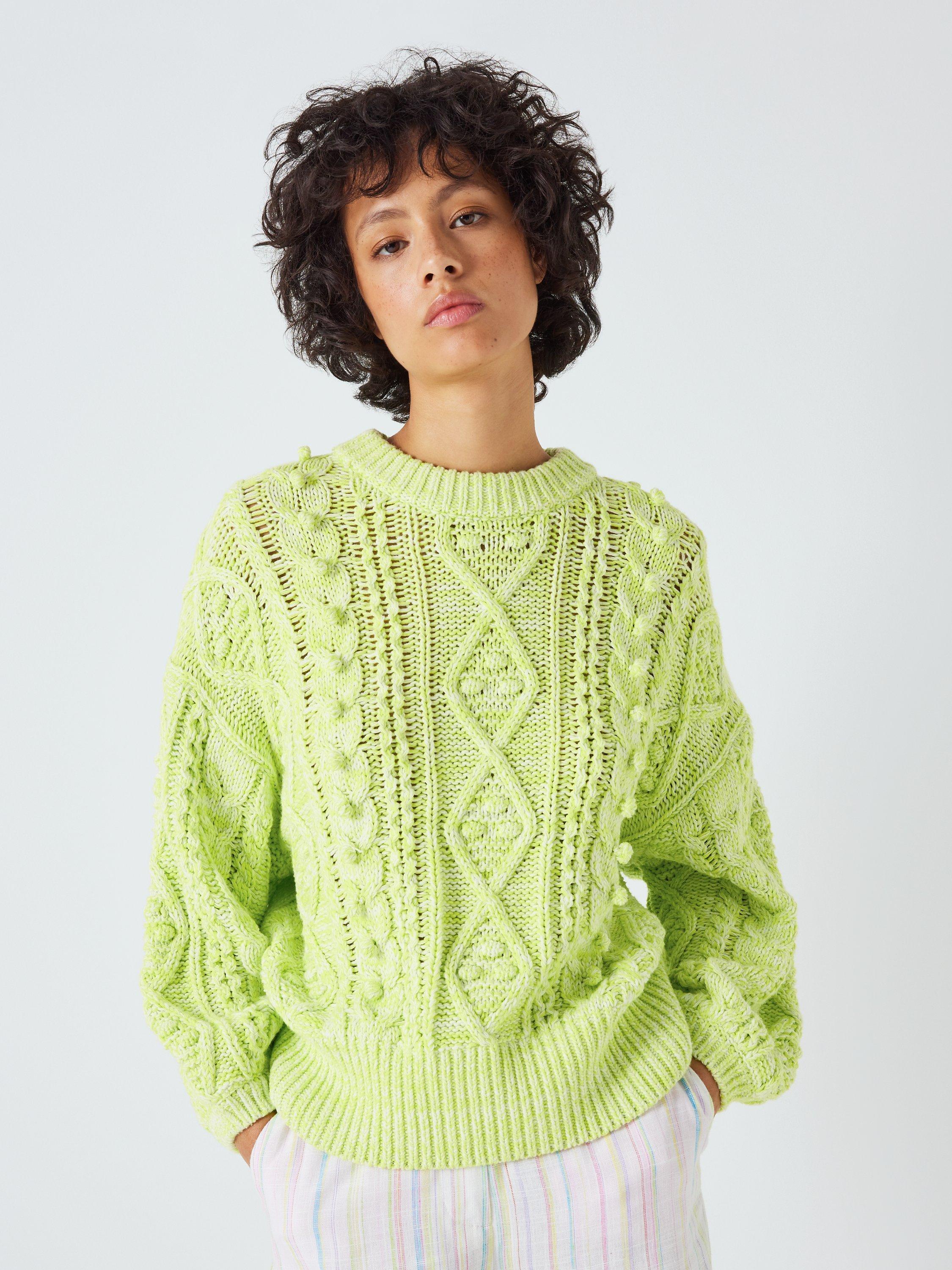 Fabienne Chapot Suzy Pom Pom Cable Knit Jumper, Lovely Lime