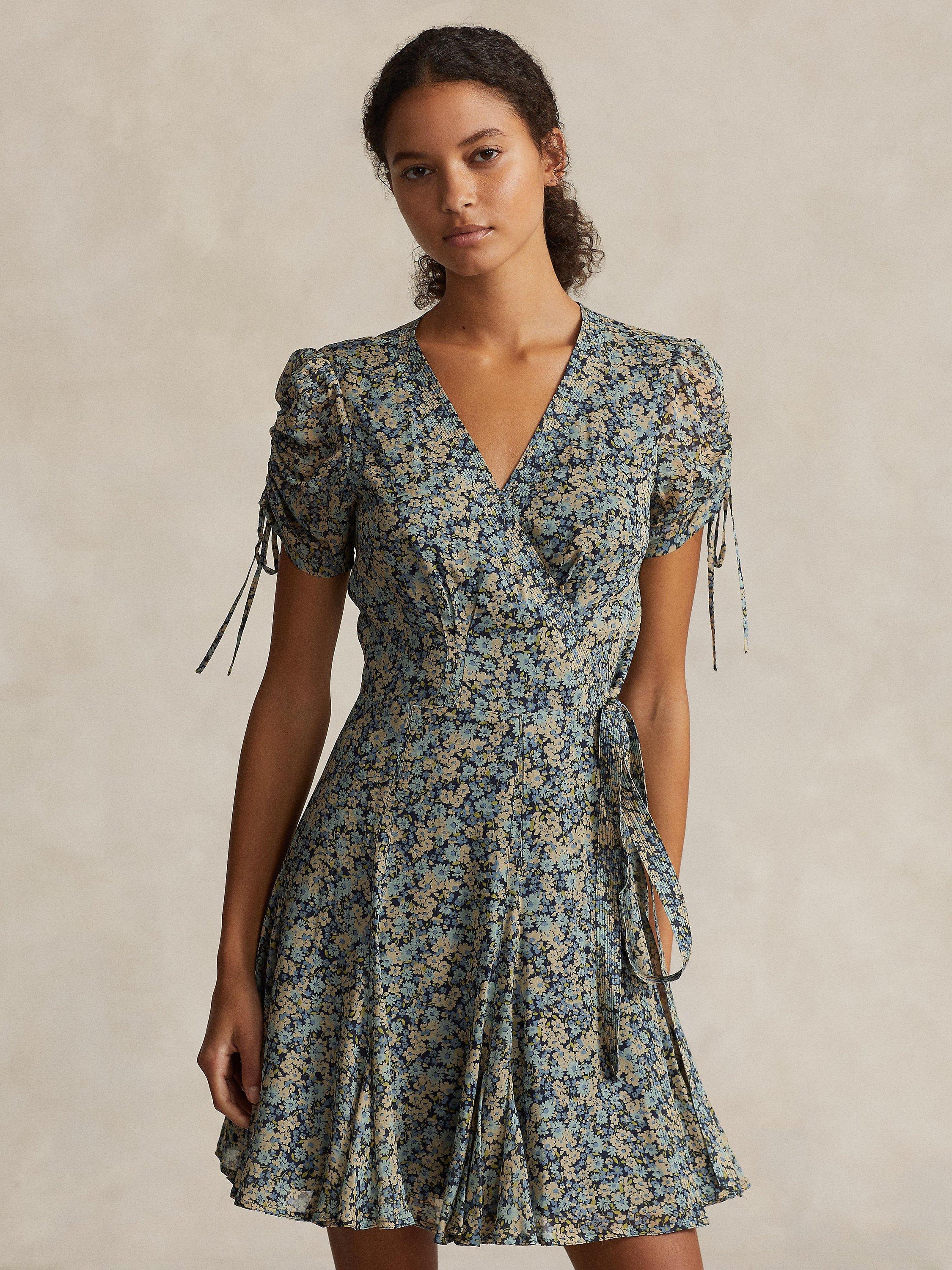 Polo Ralph Lauren Floral Print Mini Wrap Dress, Multi