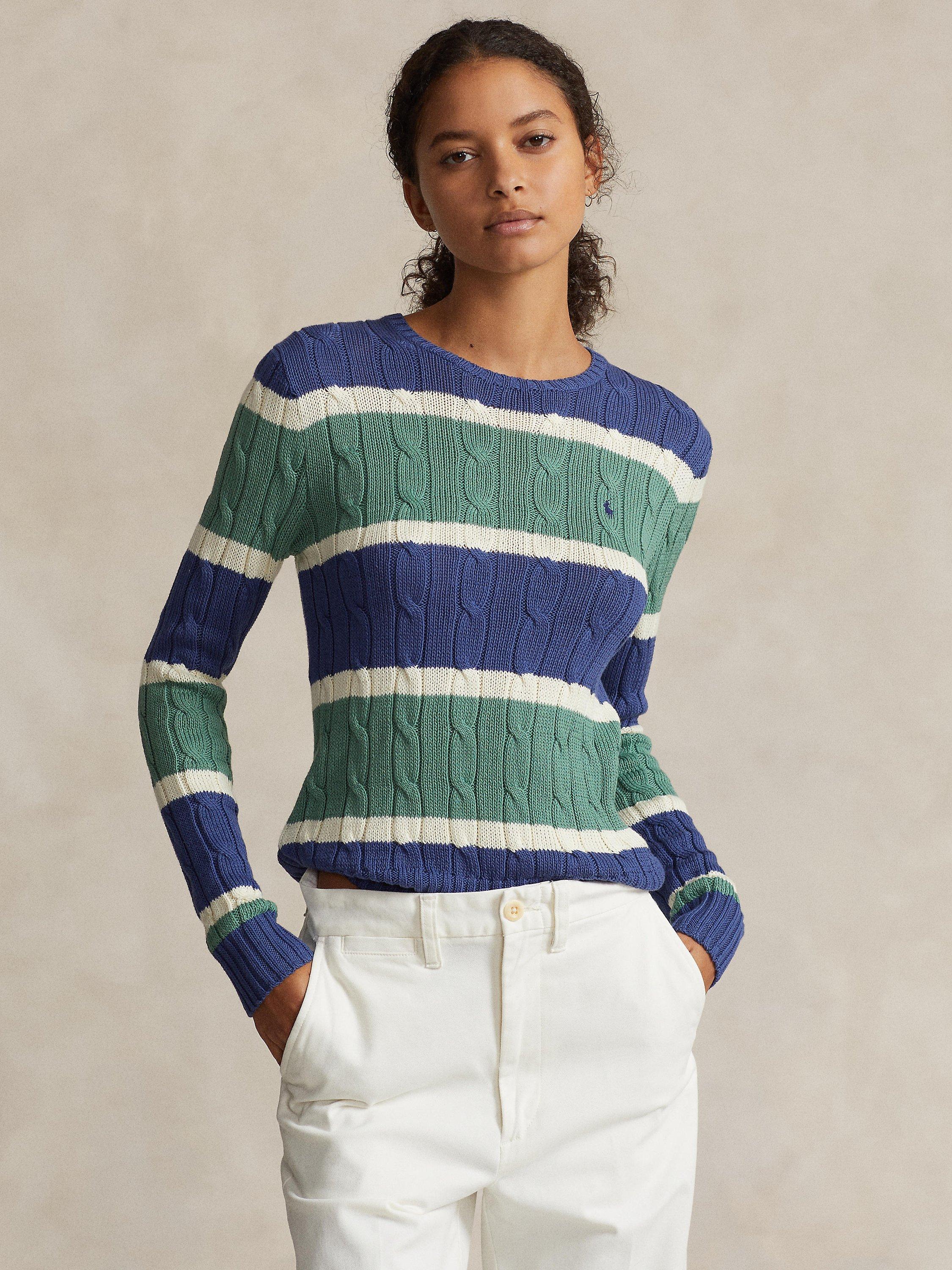 Polo Ralph Lauren Juliana Stripe Cable Knit Jumper, Multi
