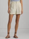 Lauren Ralph Lauren Vishdrell Stripe Cotton Linen Blend Shorts, Natural/Multi