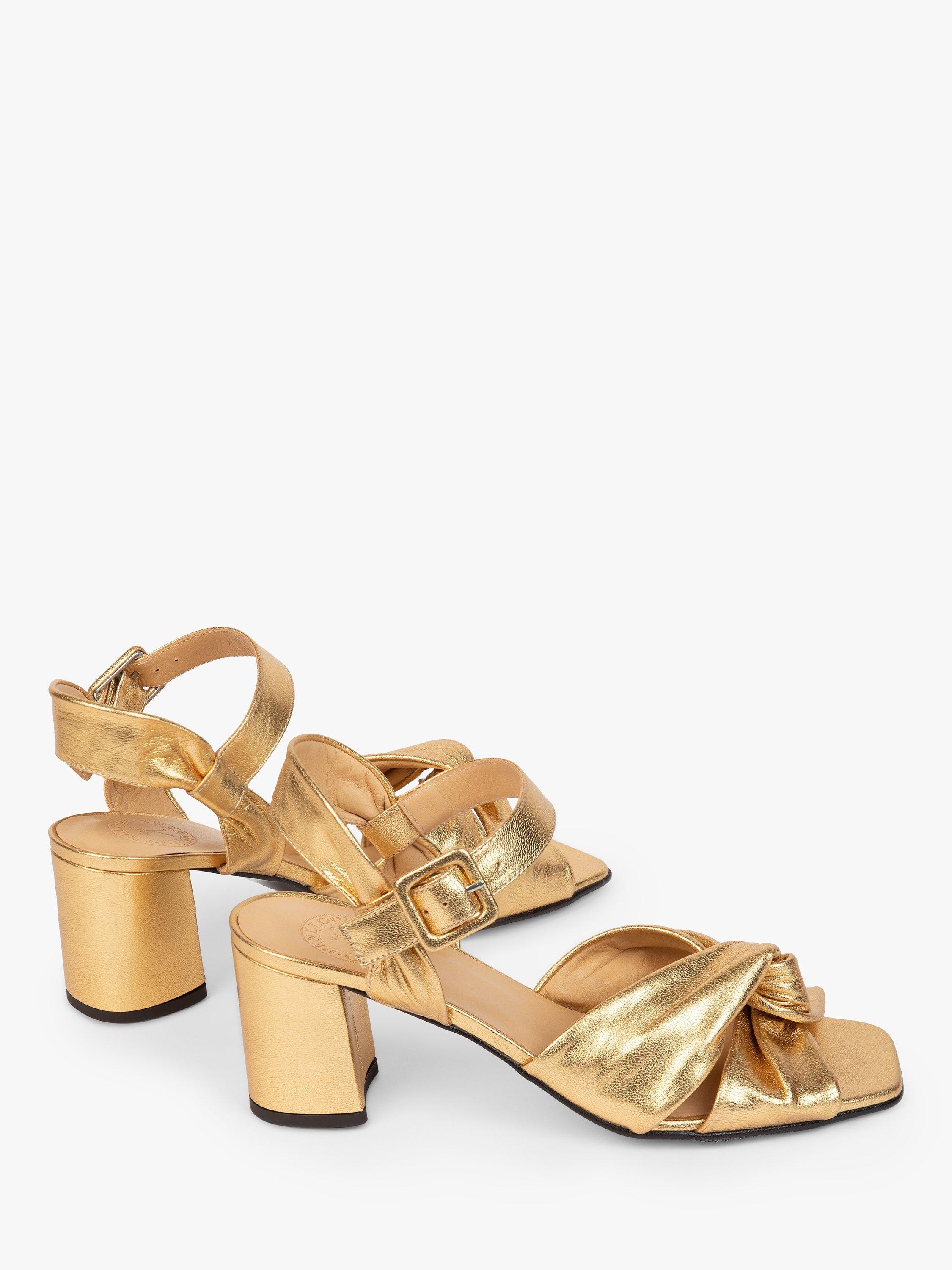 Product image 2 of 5, which shows Penelope Chilvers Infinity Leather Block Heel Sandals, Gold, 7