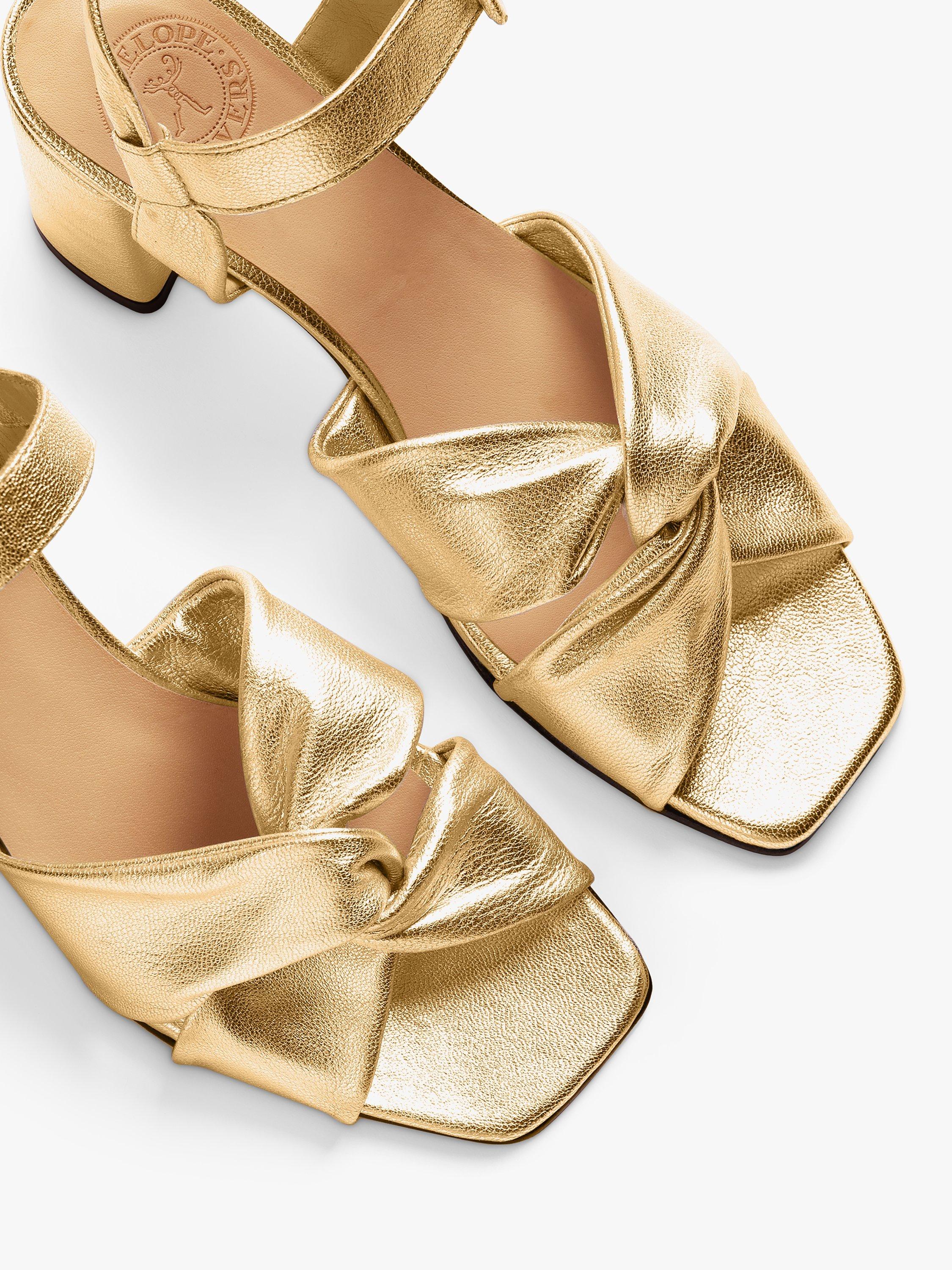 Product image 4 of 5, which shows Penelope Chilvers Infinity Leather Block Heel Sandals, Gold, 7