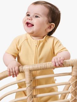 MORI Baby Clever Zip Ribbed Summer Sleepsuit, Yellow