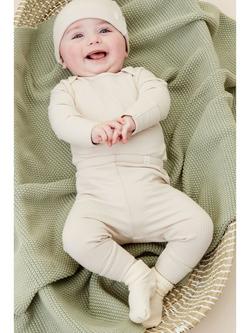 MORI Baby Ribbed Leggings, Cream