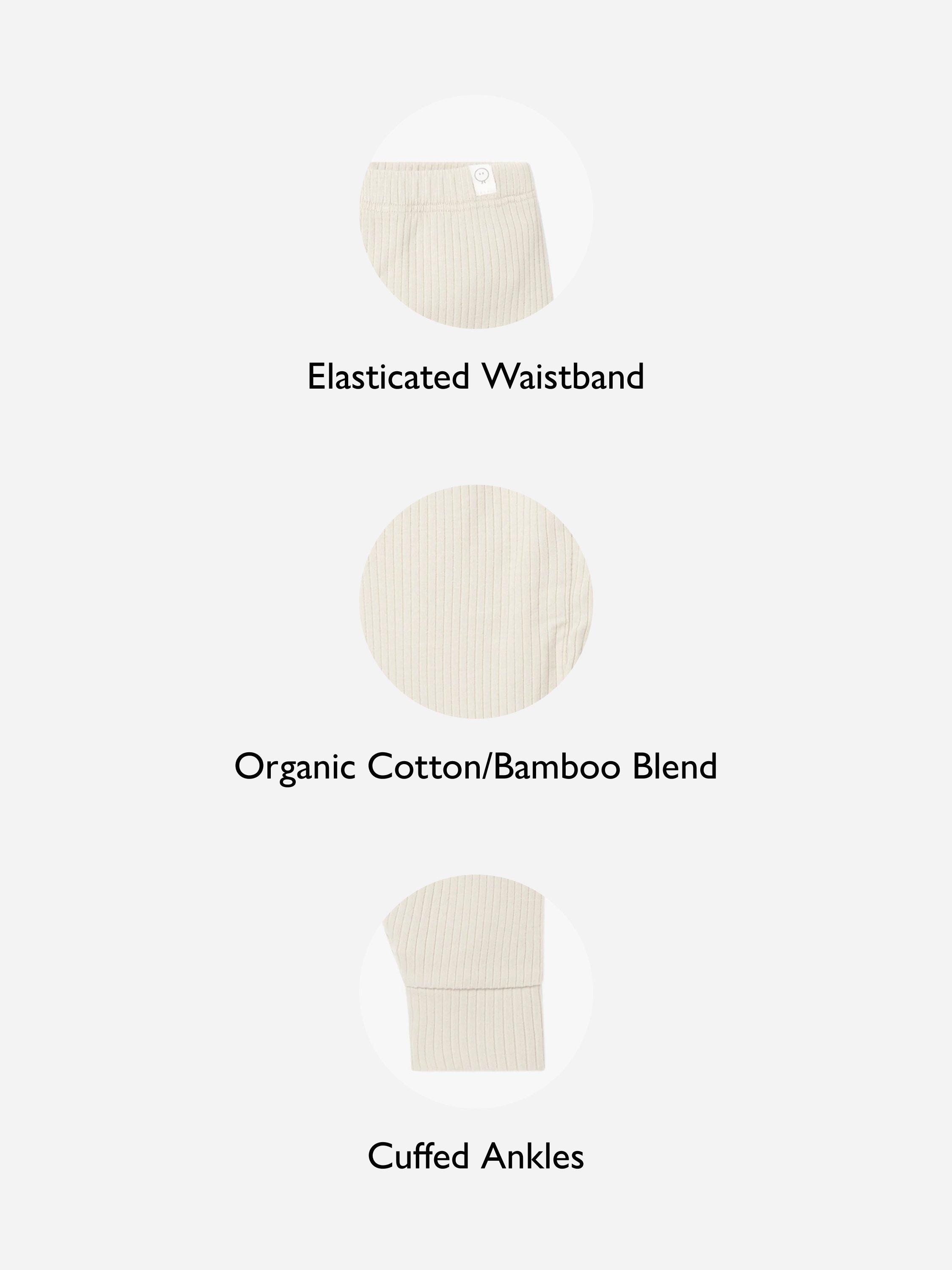 Product image 2 of 4, which shows MORI Baby Ribbed Leggings, Cream, 3-6 months