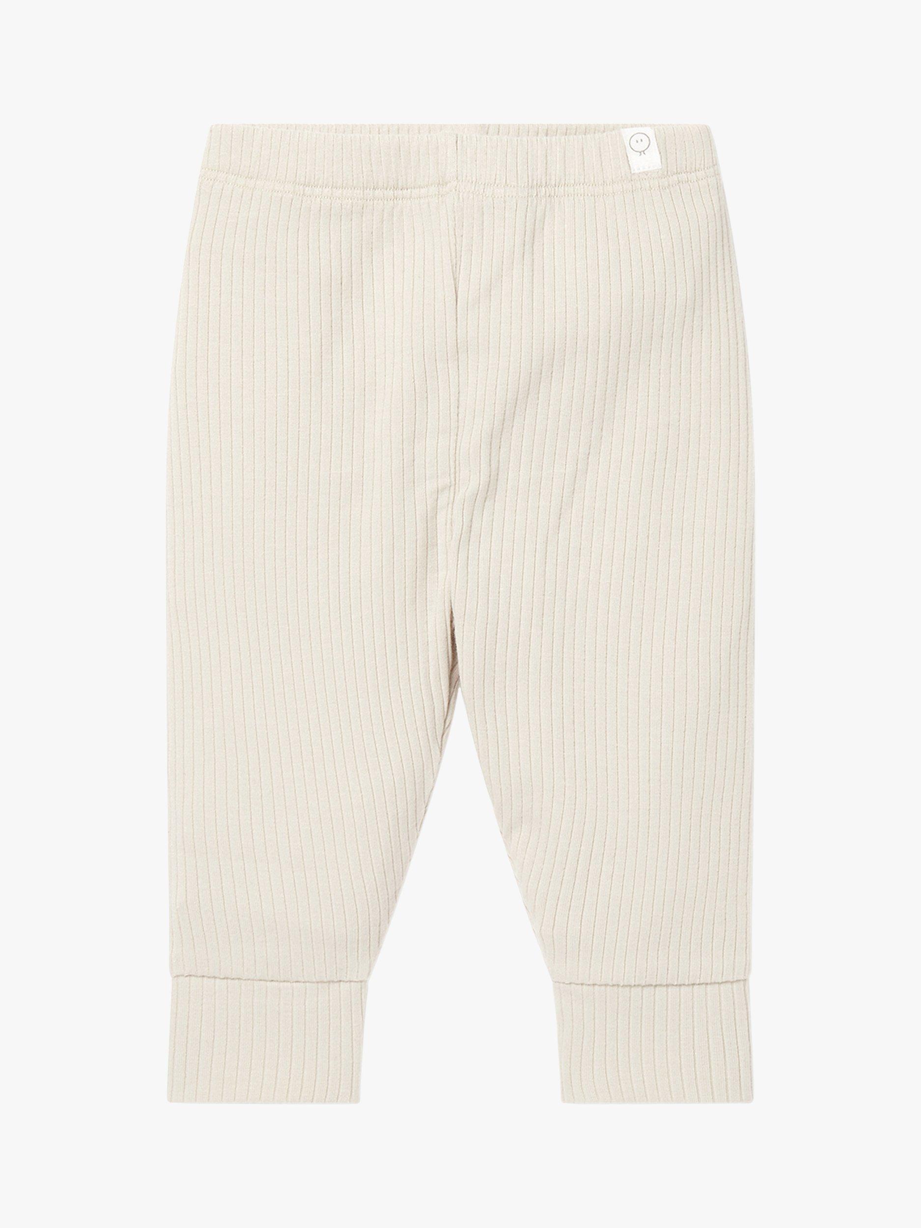 MORI Baby Ribbed Leggings, Cream, 3-6 months