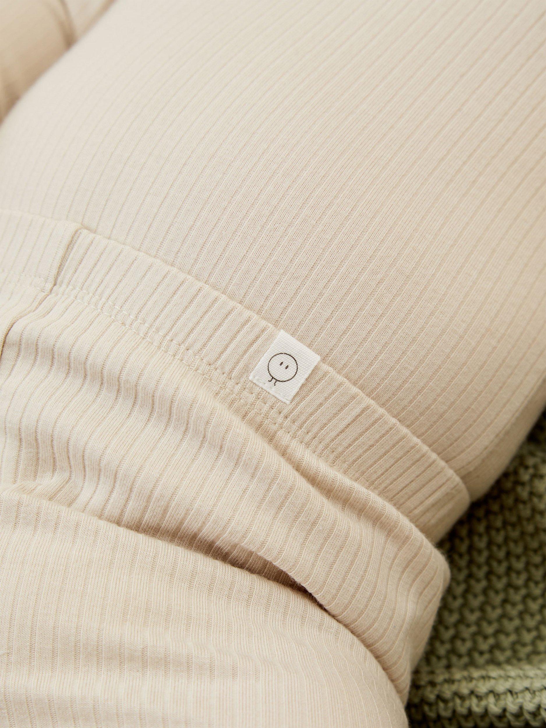 Product image 3 of 4, which shows MORI Baby Ribbed Leggings, Cream, 3-6 months