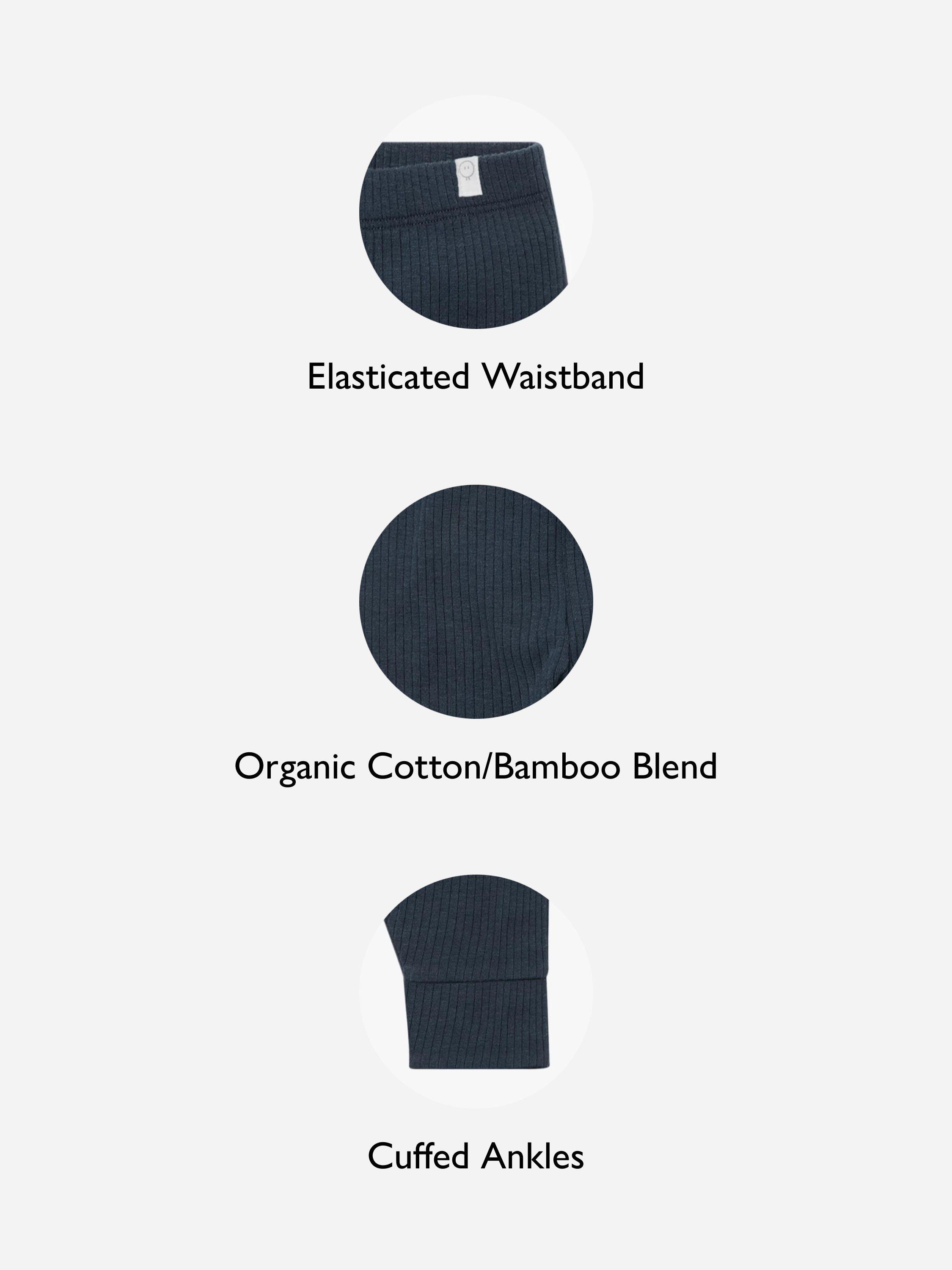 Product image 2 of 3, which shows MORI Baby Ribbed Leggings, Navy, 0-3 months