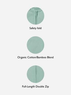 MORI Baby Clever Zip Ribbed Summer Sleepsuit - view 2, Mint