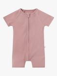 MORI Baby Clever Zip Ribbed Summer Sleepsuit, Rose