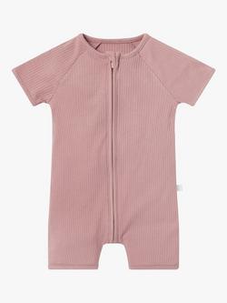 MORI Baby Clever Zip Ribbed Summer Sleepsuit - view 2, Rose