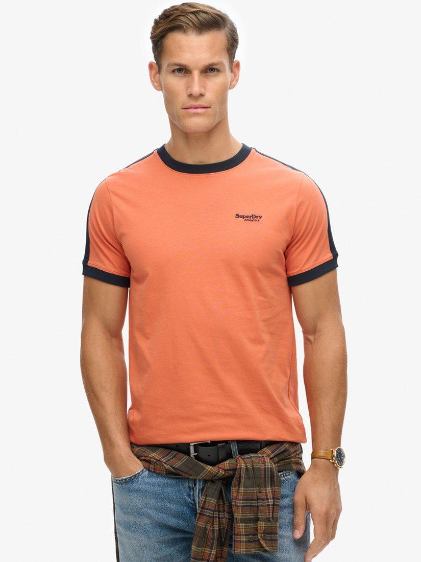 Superdry Organic Cotton Essential Retro T-Shirt, Mango/Eclipse Navy