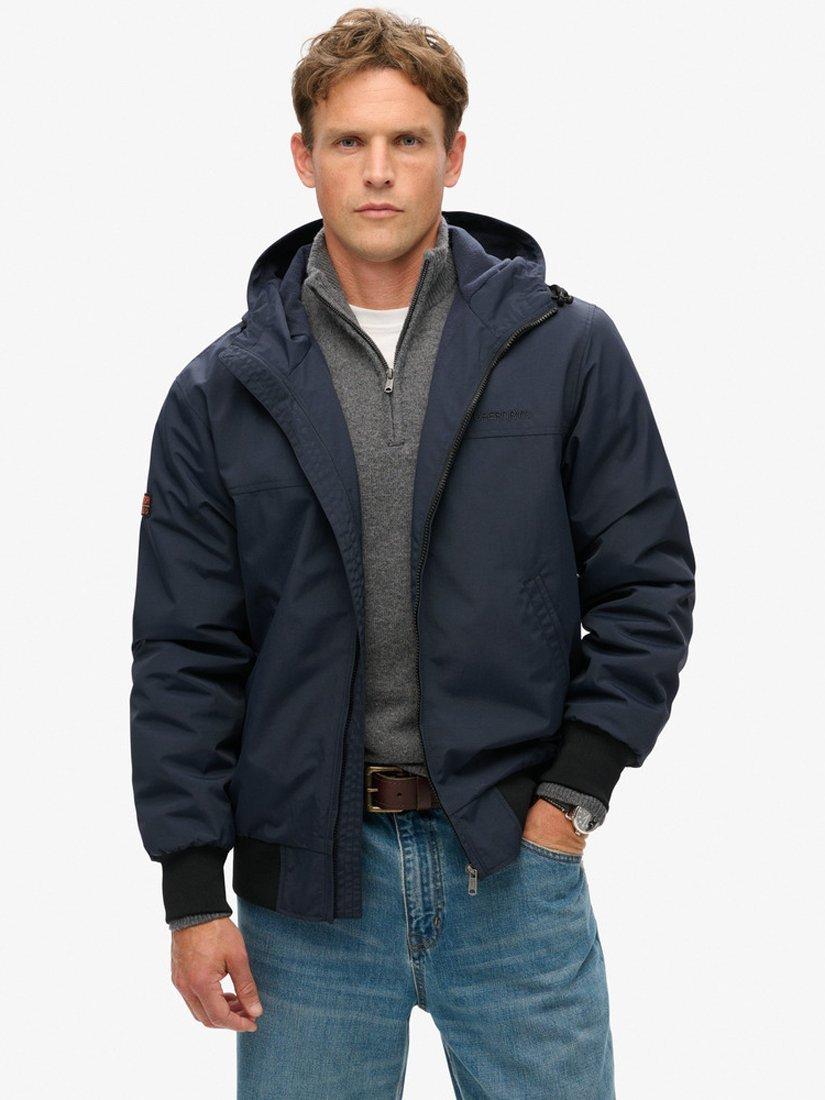 Product image 1 of 6, which shows Superdry Surplus Nylon Hooded Bomber Jacket, Eclipse Navy, S