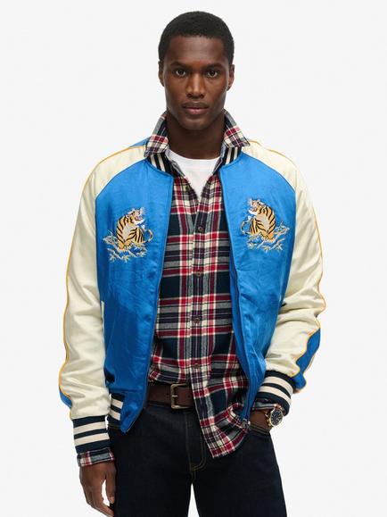 Superdry Sukajan Embroidered Bomber Jacket, Dodger Blue