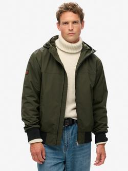 Superdry Surplus Nylon Hooded Bomber Jacket, Olive, Olive