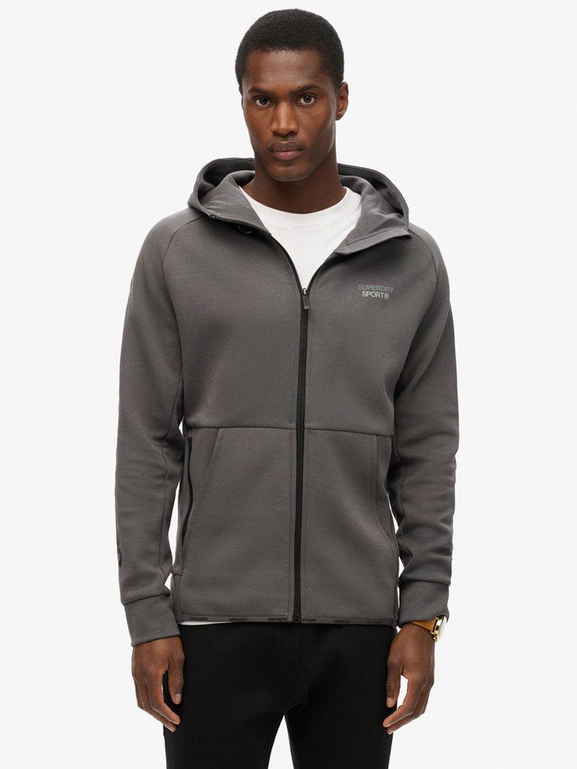 Superdry Sport Tech Logo Loose Zip Hoodie, Dark Slate Grey, XXXL