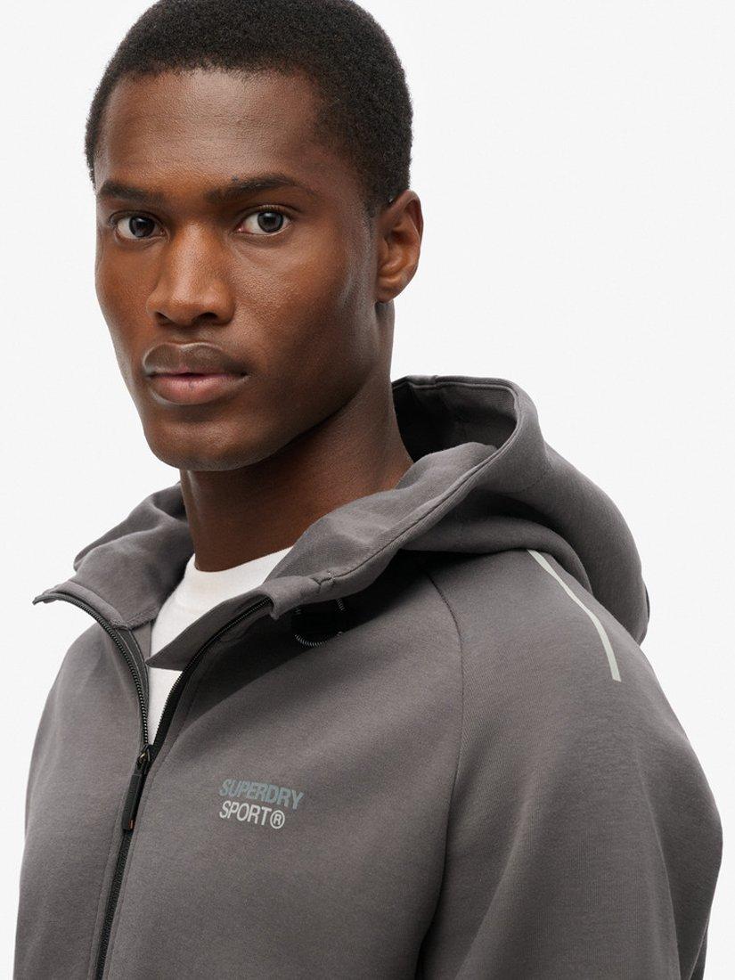 Superdry Sport Tech Logo Loose Zip Hoodie, Dark Slate Grey, XXXL