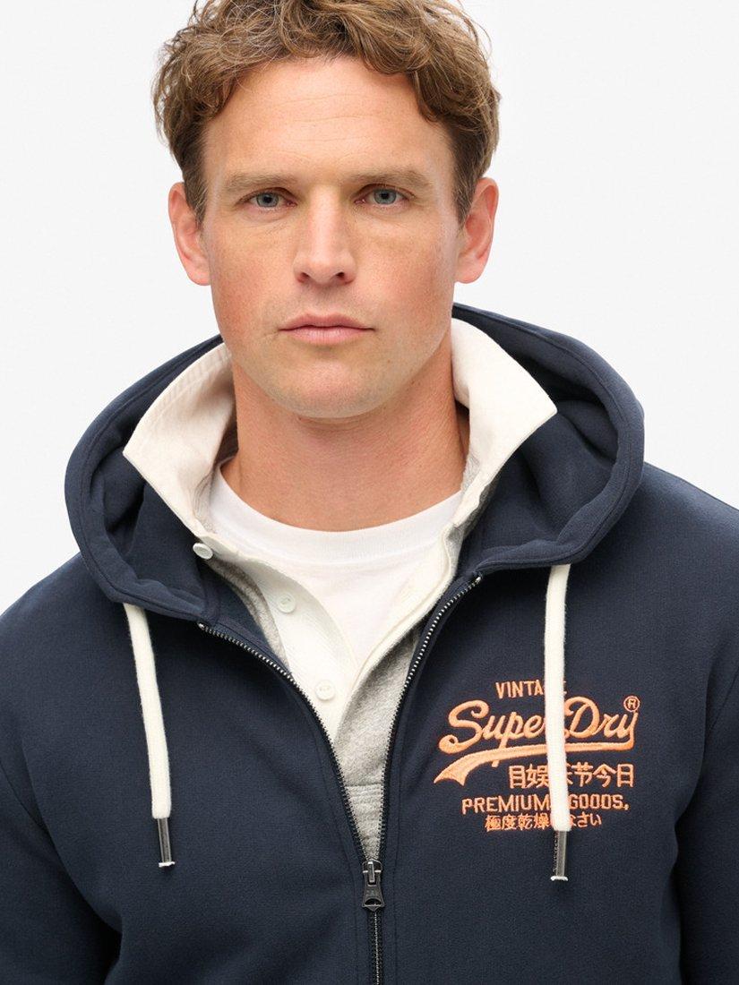 Product image 3 of 4, which shows Superdry Neon Vintage Logo Embroidered Hoodie, Eclipse Navy, XXL