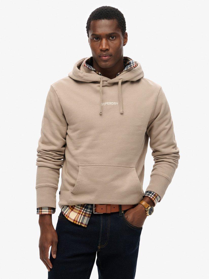 Superdry Micro Logo Graphic Loose Hoodie, Beige