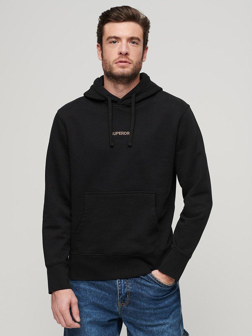 Superdry Micro Logo Graphic Loose Hoodie, Black