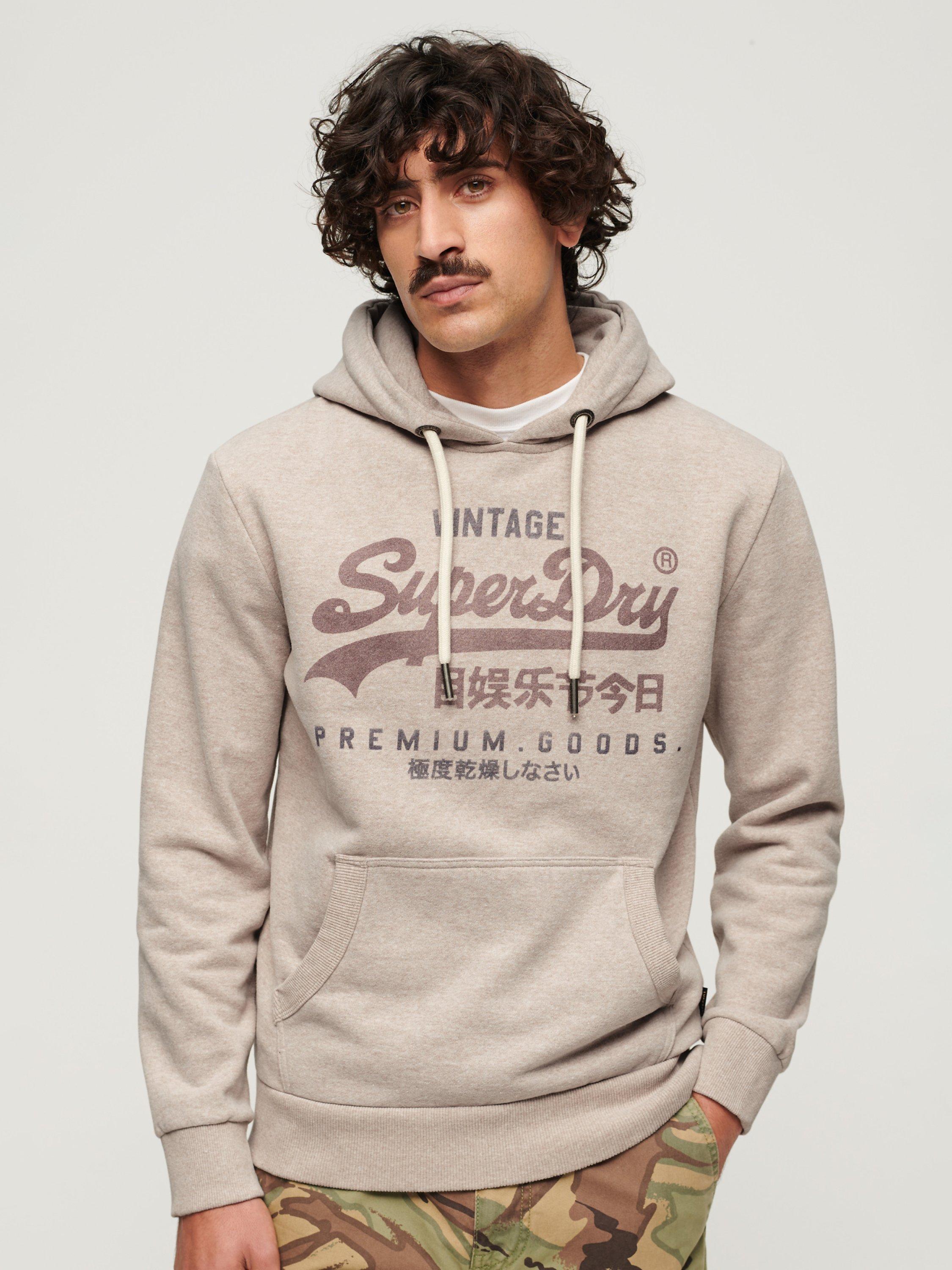 Superdry Classic Vintage Logo Heritage Hoodie, Lavin Beige Marl