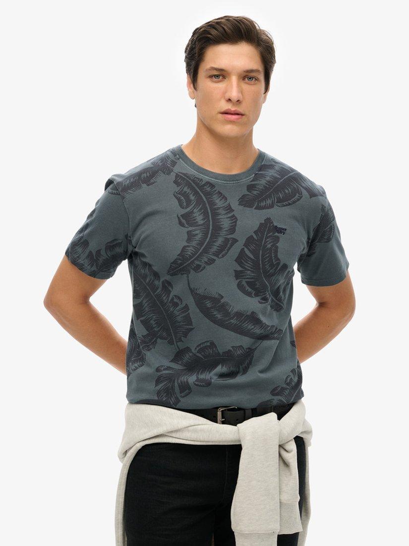 Product image 1 of 6, which shows Superdry Vintage Overdye Printed T-Shirt, Eclipse Navy, M