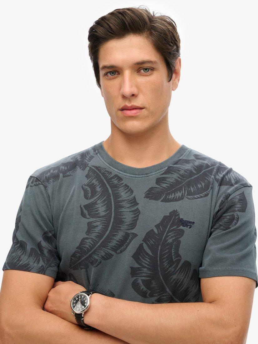 Product image 4 of 6, which shows Superdry Vintage Overdye Printed T-Shirt, Eclipse Navy, M